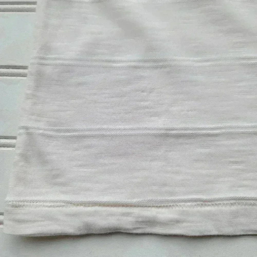Gap Kids Cotton Poly Blend Pocket T-Shirt Off-White Ivory Striped Sz M 8